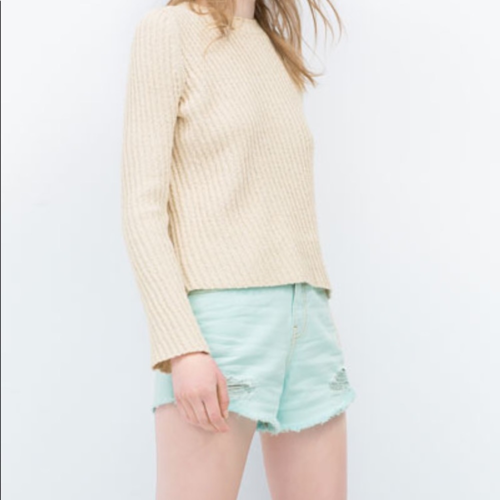 ZARA Teal Mint Green Mom style Jean Shorts -  Size M
